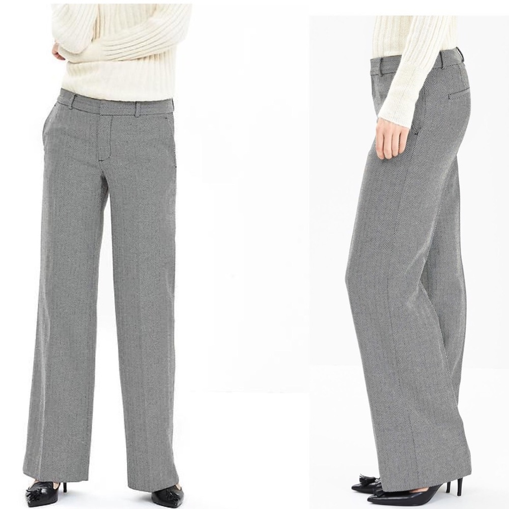 Banana Republic Herringbone Brown Wide-leg Trouser